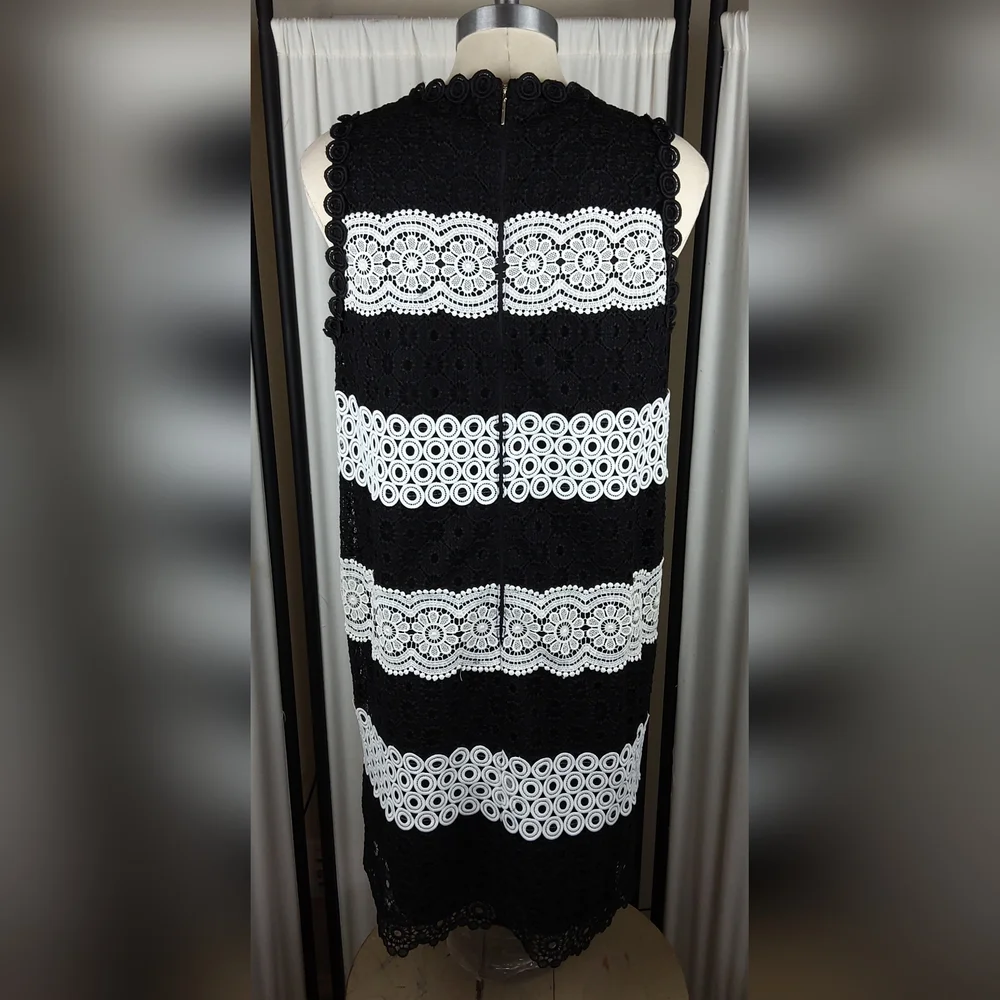 Kate Spade New York, Floral Dot Lace Shift Dress, Jewel Neck, Women's Size 6 B/W